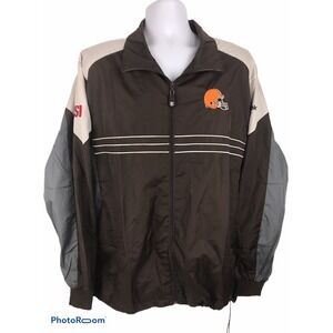 NFL Reebok Team Apparel Mens Size XL Cleevland‎ Browns Zip Up Windbreaker
